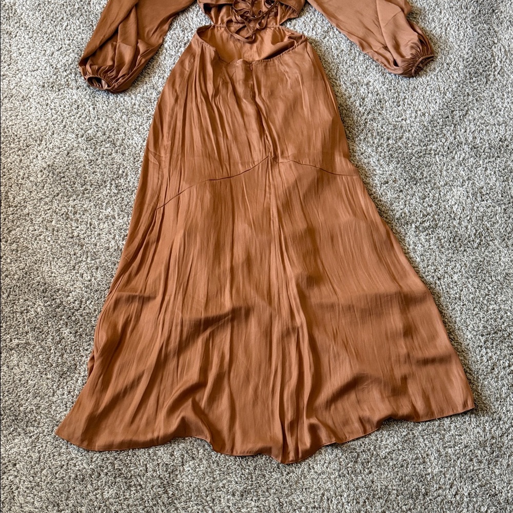 bohme Long Sleeve Maxi Dress in Rust Brown - Picture 7 of 10